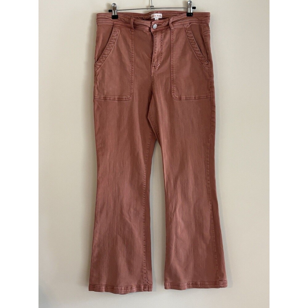 Knox Rose Flare Pants 12 Rust(Roasted Brown) High Rise Patch Pocket